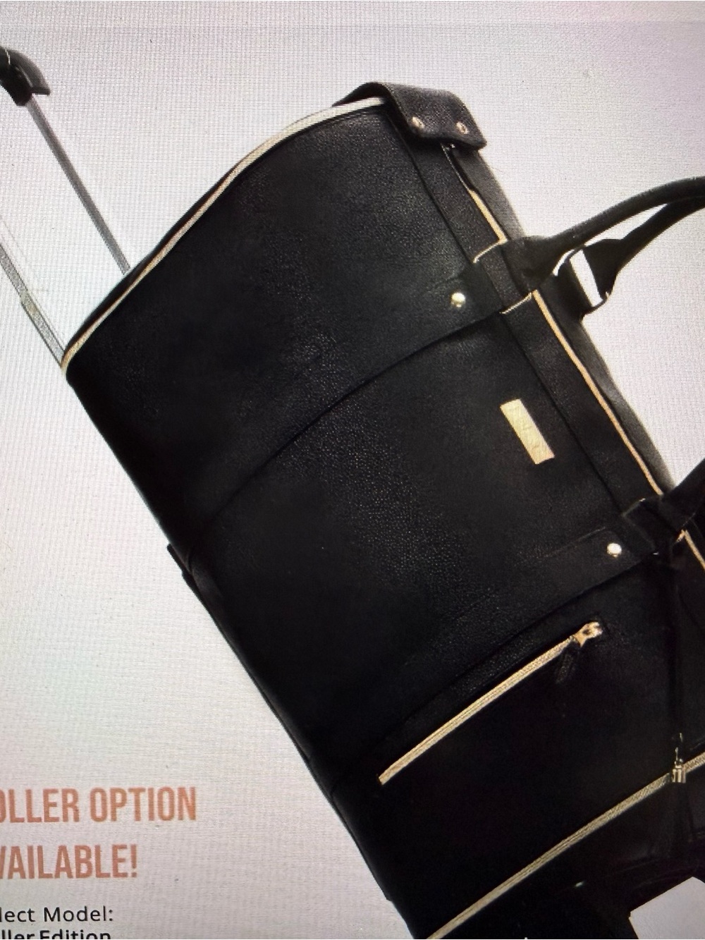 Luhxe Black Women’s Roller Travel Tote with Gold Accents - as seen on Tik Tok